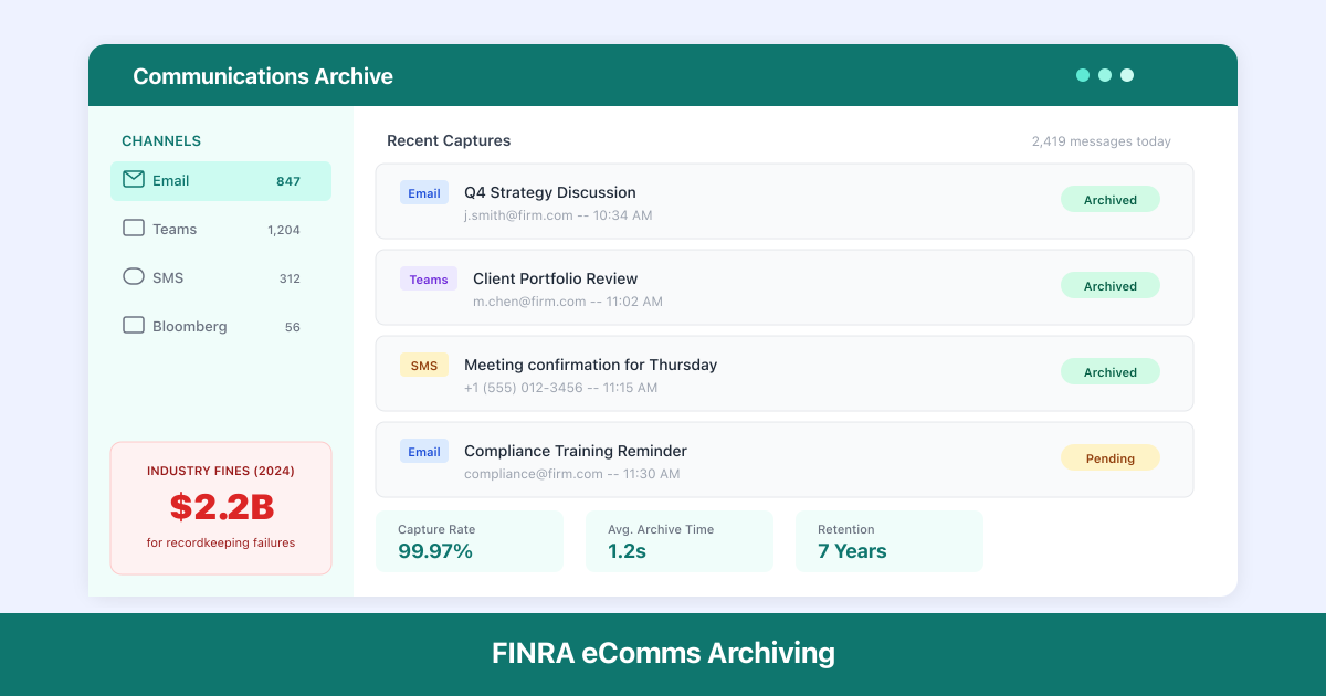 FINRA eComms Archiving in 2026: Why Recordkeeping Failures Are the Top Enforcement Target